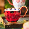 Flower Song Handle Cup Ceramic Water Cup Household Breakfast Cup Mug High Value Cup Couple Cup