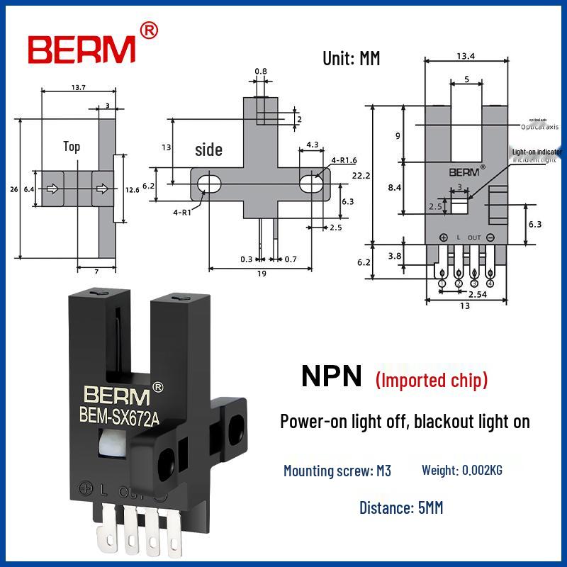U-förmiger induktiver photoelektrischer Sensor EE-SX670/671/672A/673/674 mit Endschalter (NEIN, ES)