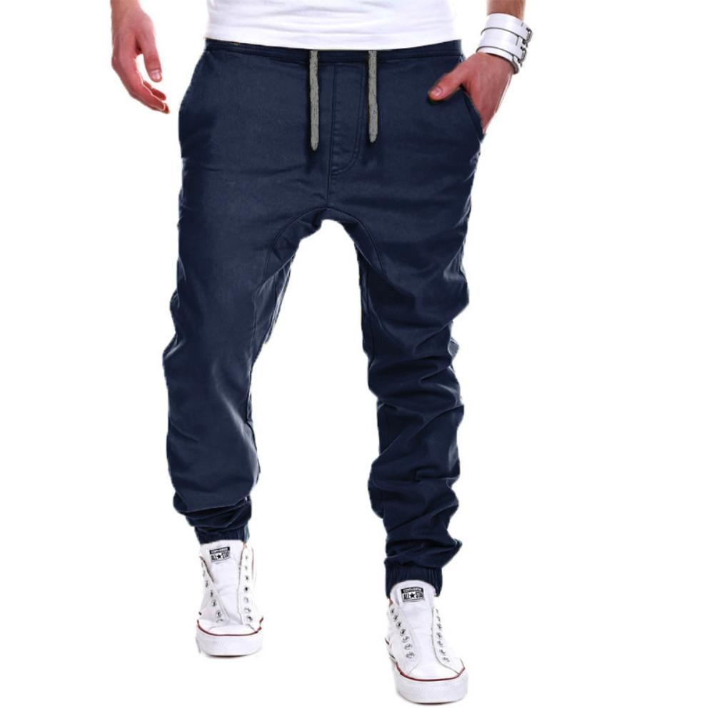 Pantalon de survêtement pour hommes, couleur unie, avec cordon de serrage, taille élastique, sport décontracté, entraînement, Fitness, ample, survêtement