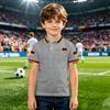 Children's Polo Shirt with Football Inspired Print for Boys Short Sleeve Breathable Cotton Fabric Classic Fit