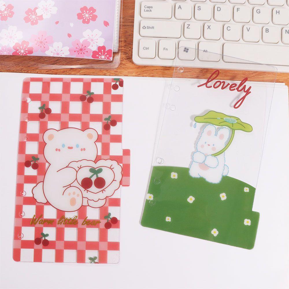 5Sheets A6 Loose-Leaf Notebook Refill Paper Cherry Flower Spiral Binder Divider Page Separator Index Binder Inner Page Bear