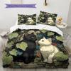 Leaf Cat Pattern Bedding Quilt Set  Home Decoration  Gift (1 * duvet cover + 2 * pillowcase  without core)
