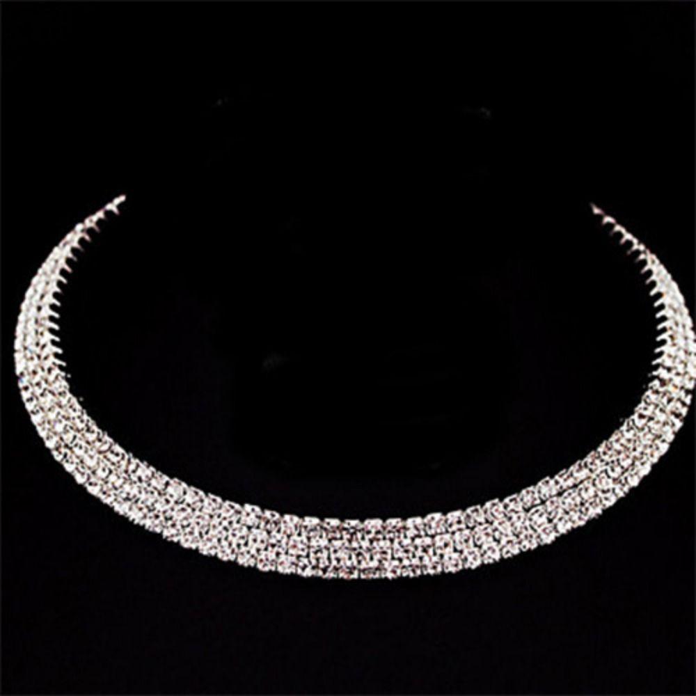 Hängeohrringe Brautschmuck Set Luxuriöses Strass-Choker-Halsketten-Set Abendmode