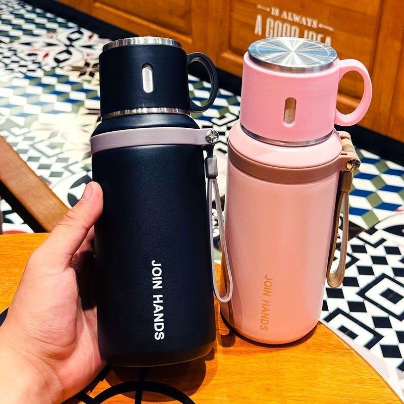 600ML Thermische Wasserflasche Edelstahl Thermosflasche Kalt halten Thermosbecher Wasserflasche Thermoskanne für Tee Kaffee Vakuumflaschen