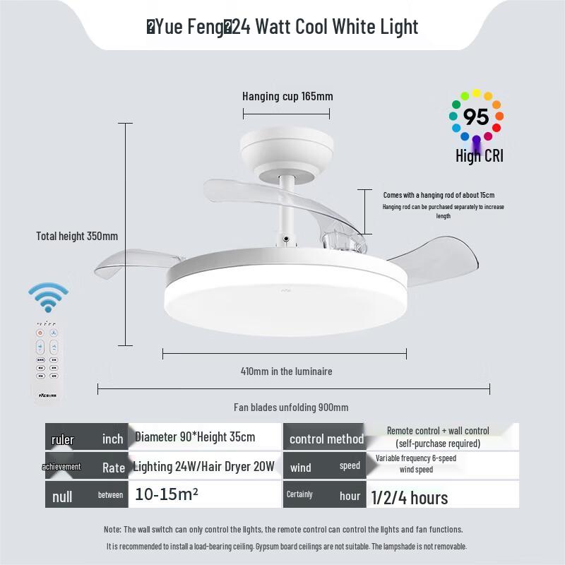 HEIXIE 36-inch LED Ceiling Fan with Light