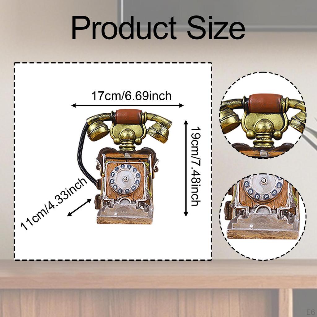 Phone Model Antique Figurine Creative,Corded,Desk Phone,Wall Decor Statue Vintage Rotary