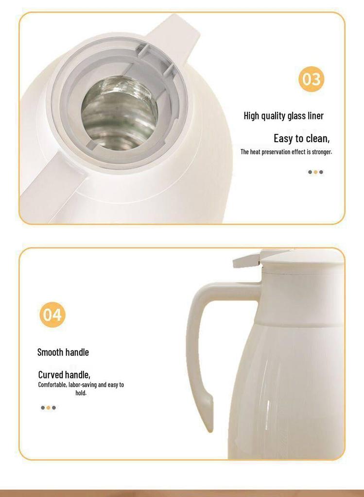 Glass-Lined Thermos Flask: Insulated Large-Capacity Hot Water & Tea Kettle for Home
