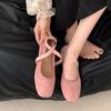 Fashion Spring Women Flats Shallow Mouth Square Toe Shoes Woman Casual Solid Color Soft Bottom Mary Jane Shoes Cross Strap Ballet Flat