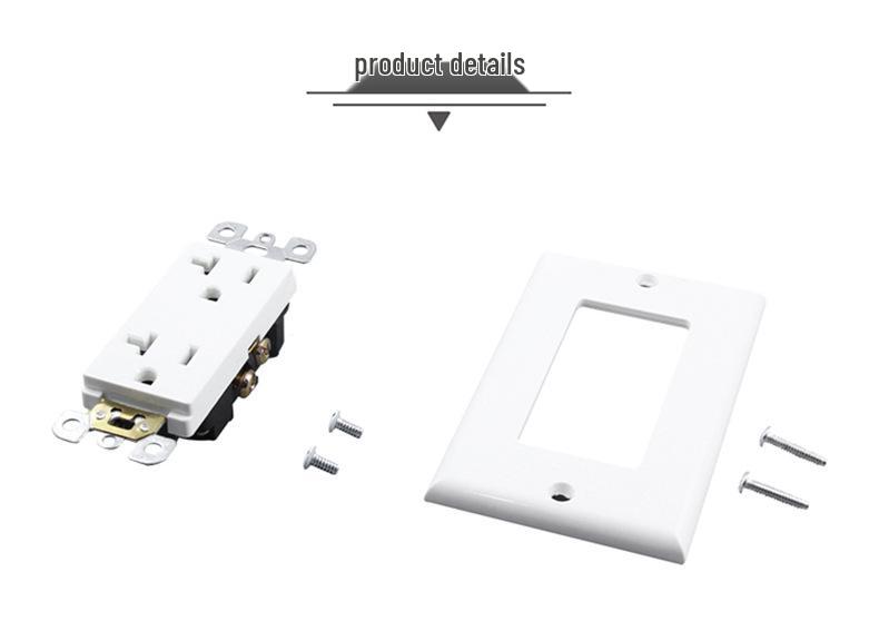 US Certified 20A NEMA 5-20R Double Gang Power Outlet