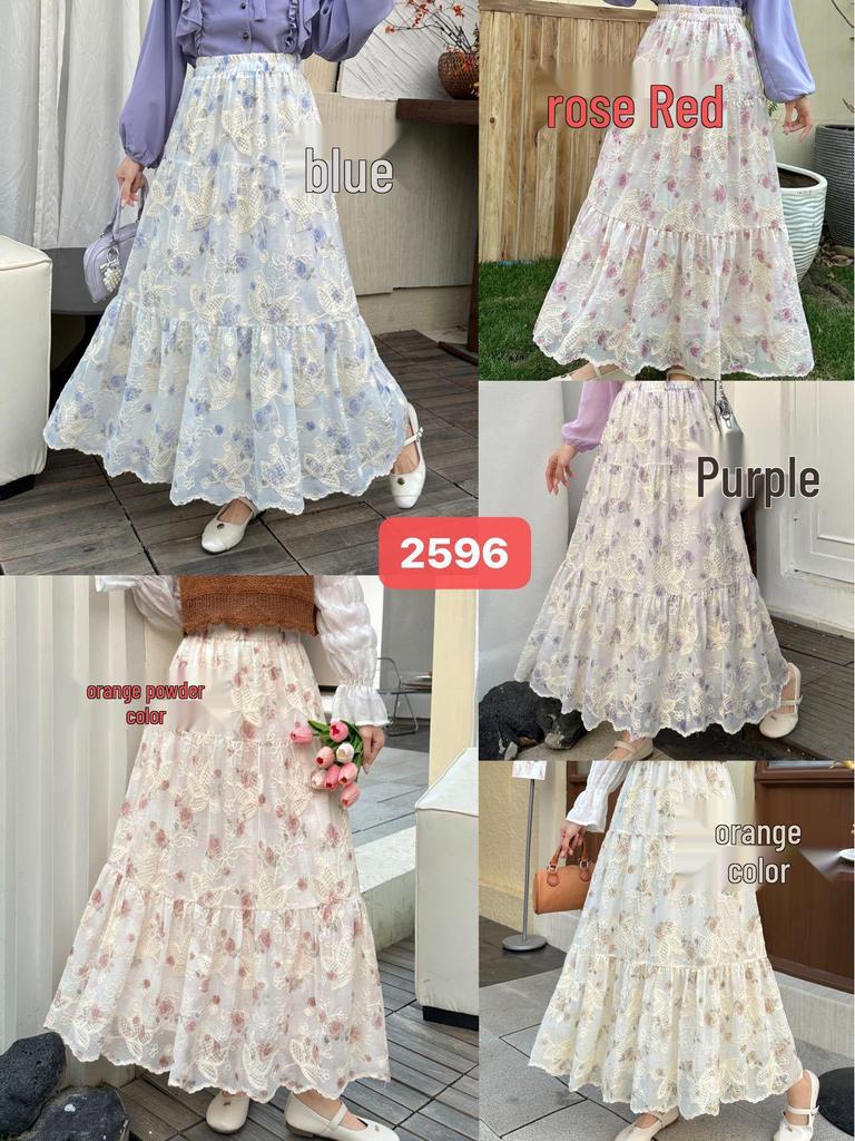 Summer 2025 High-Waist Yellow Floral A-Line Chiffon Skirt for Women R85S657B