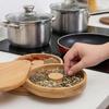 User Friendly Wood Three Layer Rotating Spices Storage Box Saving Counter Space Elegant Solution for Organized Cooking