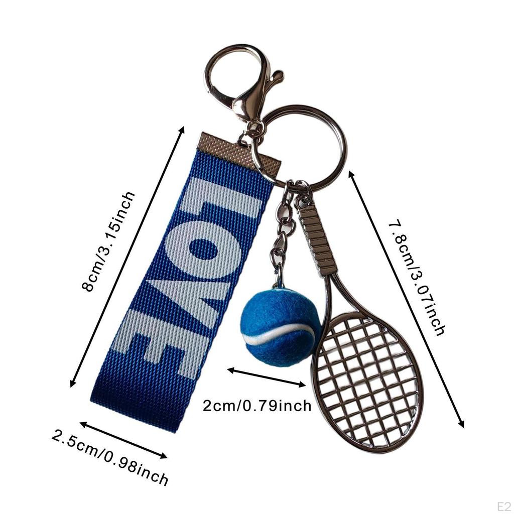 Tennis Racket Ball Keychain Birthday Gift Creative Metal Stylish Bag Purse Charm
