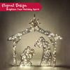 JOYFY 5FT Christmas Nativity Scene Yard Light 160 Pre-Lit LED Warm White Light with Metal Stake for Outdoor Garden Holiday Dcor