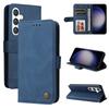 For Samsung Galaxy S25+ Leather Wallet Cases Skin Touch Phone Cover Stand with Strap