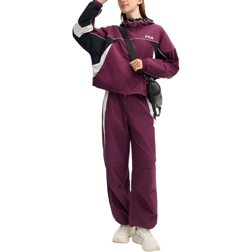 Fila Original Comfortable Fashion Versatile Woven Lace-Up Casual Pants Women Pants Italian-Purple F11W519803F-PU