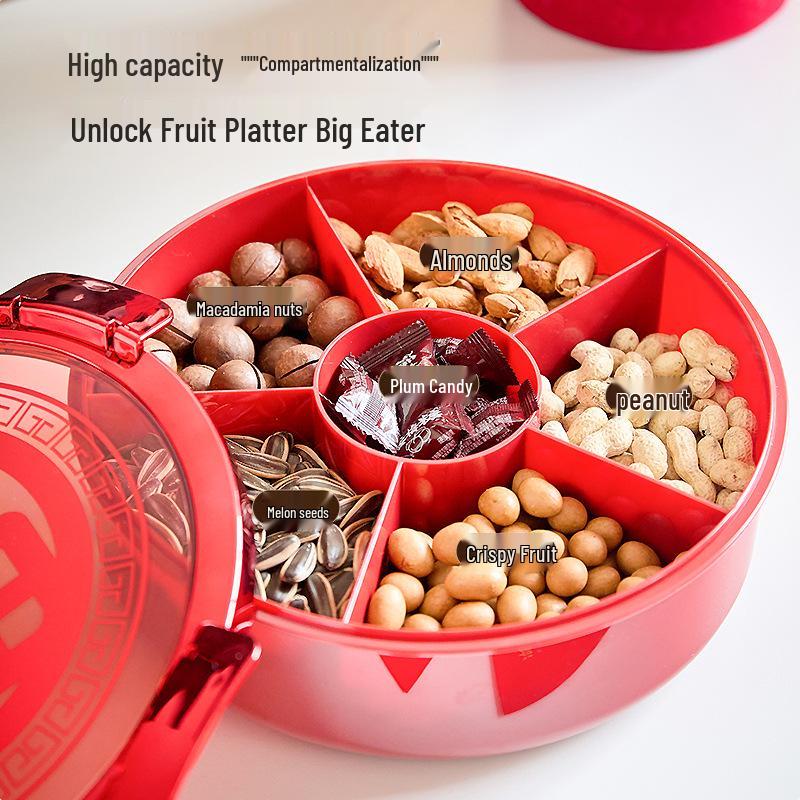 New Year Dried Fruit & Candy Tray: Sealed Wedding, Living Room, or Coffee Table Snack Box with Sunflower Seed Storage