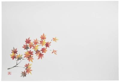 Wakaizumi Lacquerware Paper Long Table Flower and Tree Red Maple 100 High-Quality Mat, 13-inch Mat, Series, Leaf, Pieces, B-25-87