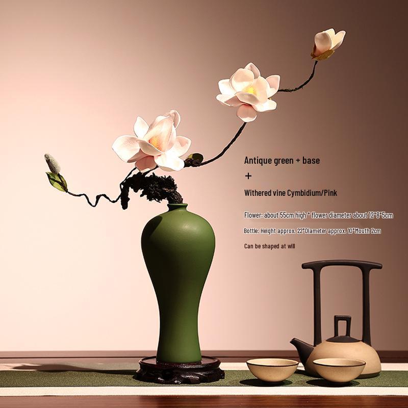 High-End Artificial Silk Magnolia Flower Arrangement - Classical, Elegant Dried Flower Set for Home Decor