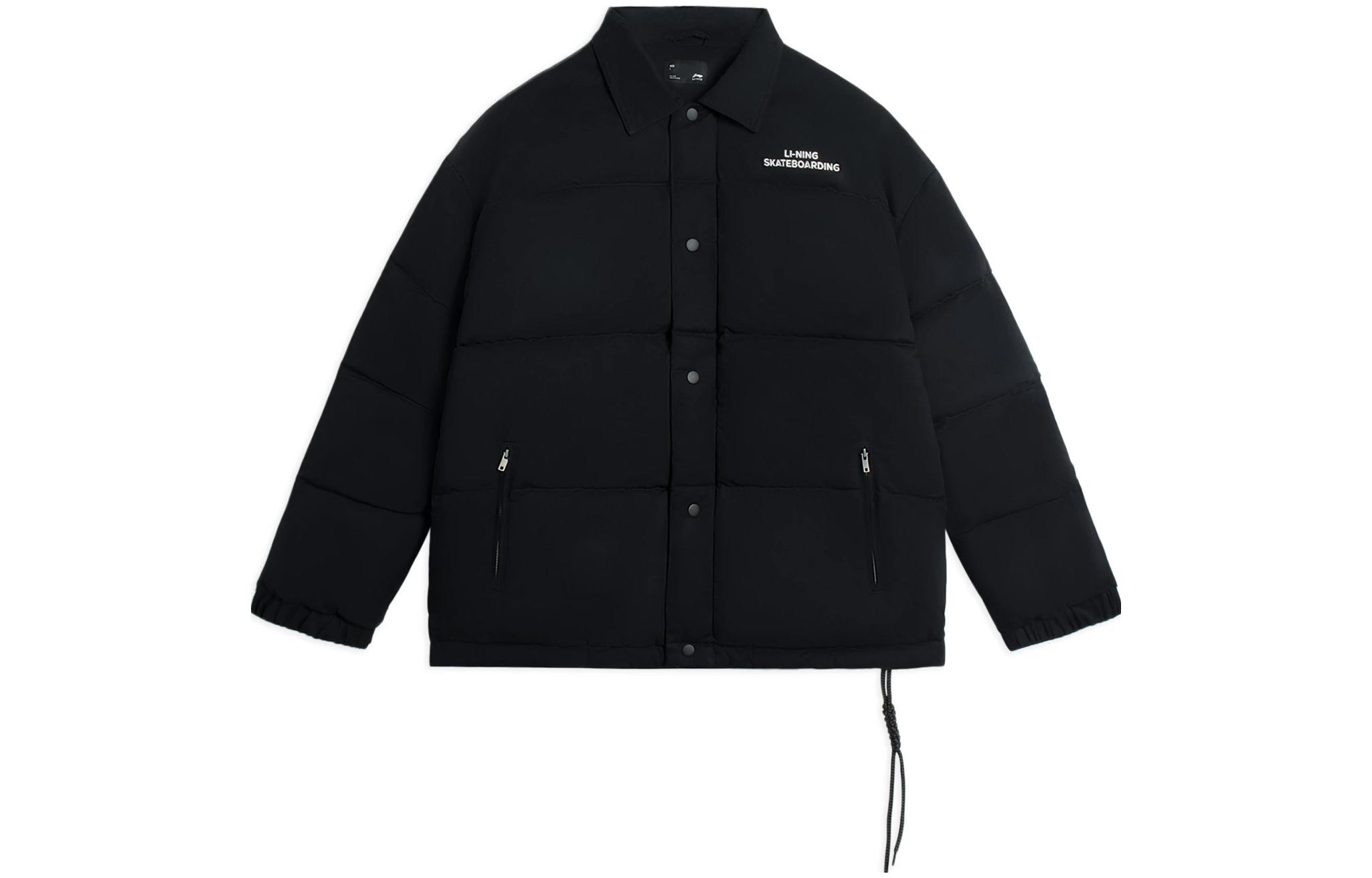 Li Ning Down Jackets Men s Black Lapel Moderate Down Jacket AYMR541-3 L