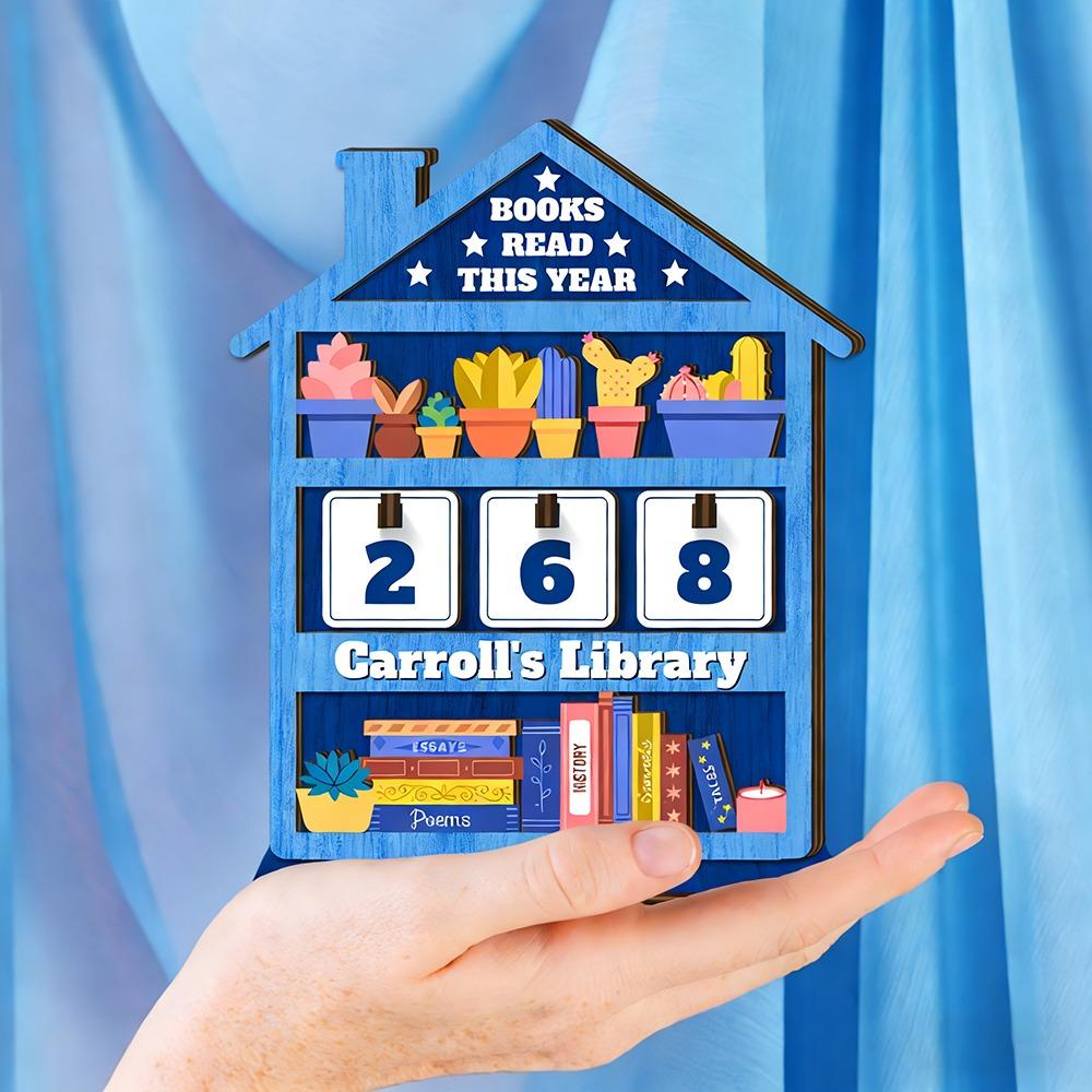 Wooden Books Read Tracker Books Read This Year Book Lovers Reading Tracker Signage House-Shaped Gift Reading Counter