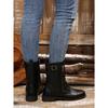 Velvet Boots with Round Toe, Low Heel, Side Zipper, Square Heel, Large Size, Midsole, Retro Knight Leather Boots for Women