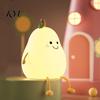USB Charging Night Light Pear Silicone Light, Touch Rechargeable Tapping Bedside Lamp, Lamp Cute Warm Atmosphere Nursery Unique Gift for Friends