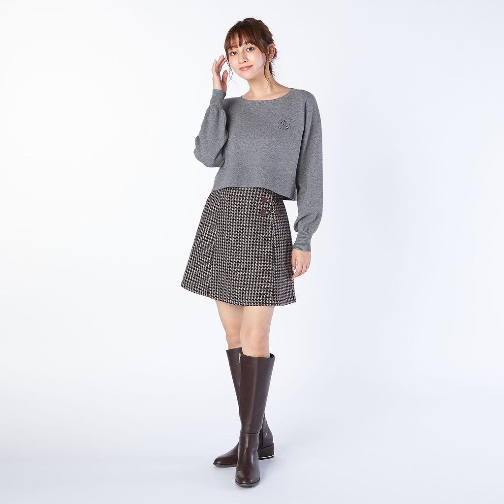 Laisse Passe Cropped Knit Pullover Gray Women's Sweater,