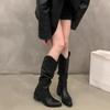 Fashion Autumn Winter Middle Heel Ladies Knee High Shaft Shoes 2025 New Waterproof Women's Long Boots Rock Fashion on Offer Footwear