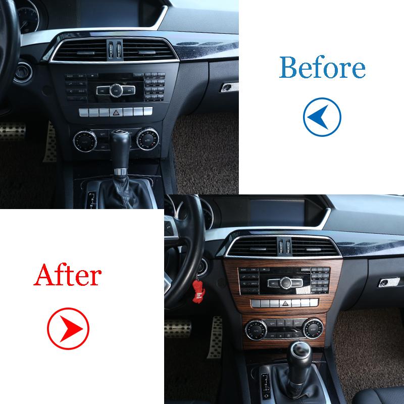 Pine Wood Grain Interior Air Conditioning Switch Panel Frame Stickers For Mercedes Benz C Class W204 2011-2014 Accessories