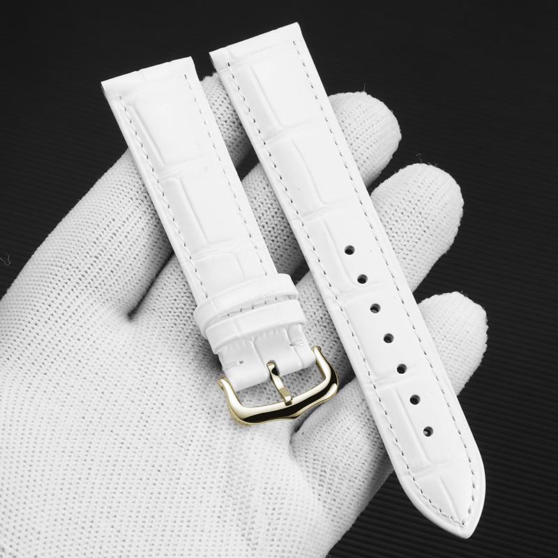 Ultrathin Genuine Leather Watch Strap Suitable for Cartier Santos Tank Solo Watchband Women Men's 12 - 22mm Green White Bracelet