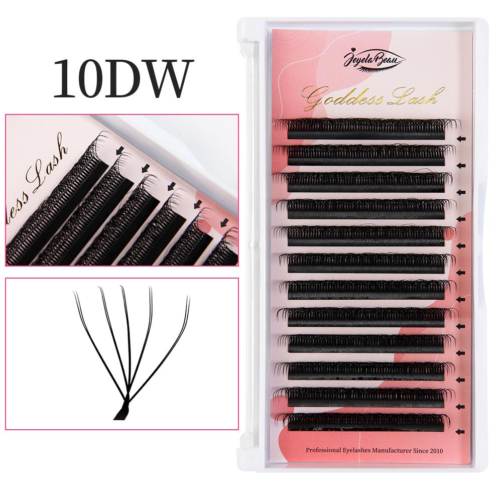 Goddess 10DW Shape Lashes 0.05mm Double 5DW Eyelash Extensions 5D Premade Volume Fans Natural Soft False Eyelashes for Makeup