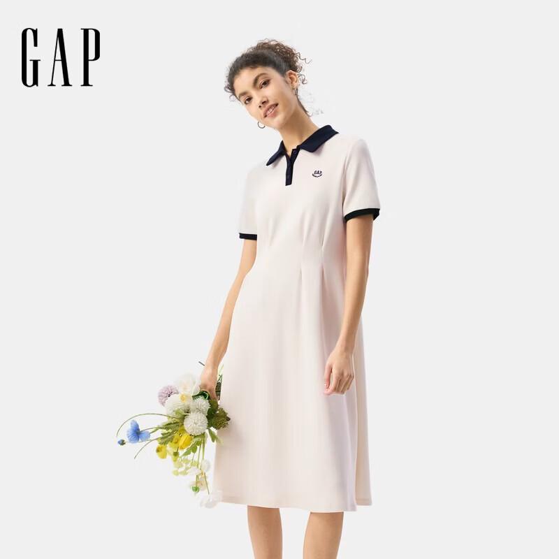 GAP Women s Embroidered Logo Pleated Colorblock Short Sleeve Dress 160/80A