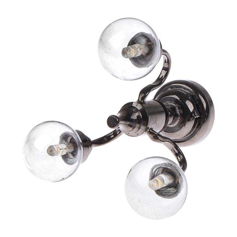 1:12 Dollhouse Mini 3 Arm Ceiling Lamp Chandelier Led Lamp Wall Light Decor Toy