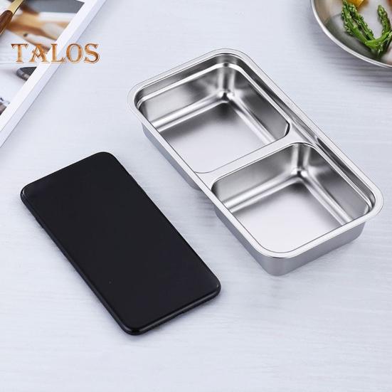 Stainless Steel Snack Containers Anti-Leak 2 Compartments Dipping Container Reusable Condiment Containers with Lids Metal Lunch Box for Snacks Dips