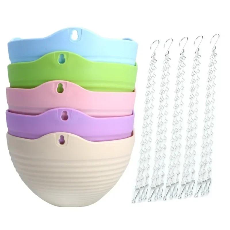 ציוד לגינה עציץ פלסטיק שרף מעובה תלוי סוג תלוי עציץ פרחים עציץ צמחים שרשרת סל עציץ אביזרים