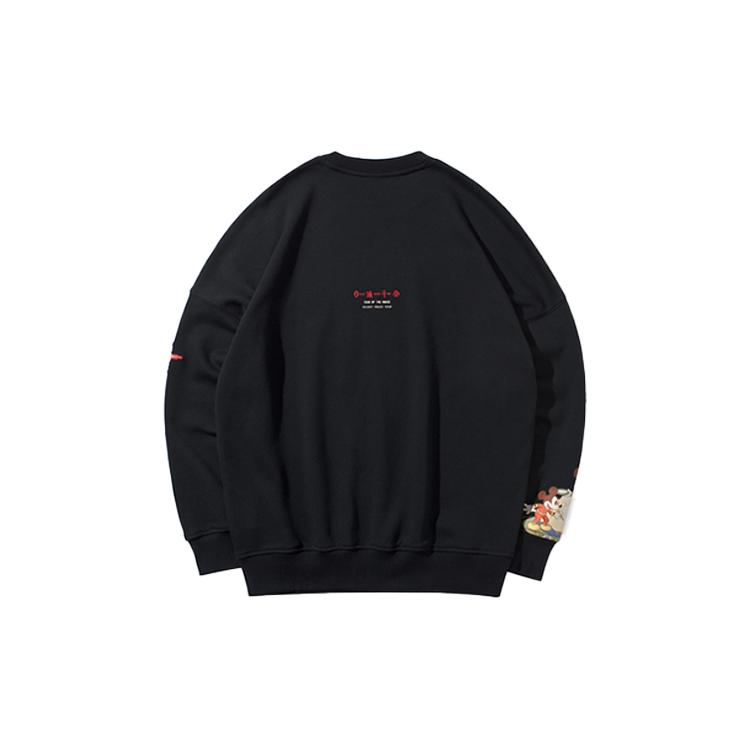 Li Ning X Disney Sweatshirts Men's Black Crew Neck Moderate Regular AWDQ147-3