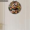 2D flat hanging decorative signs,interior wall or door decoration,garden Dec,the pattern is a dog and daisy flowers,housewarming gift for friends