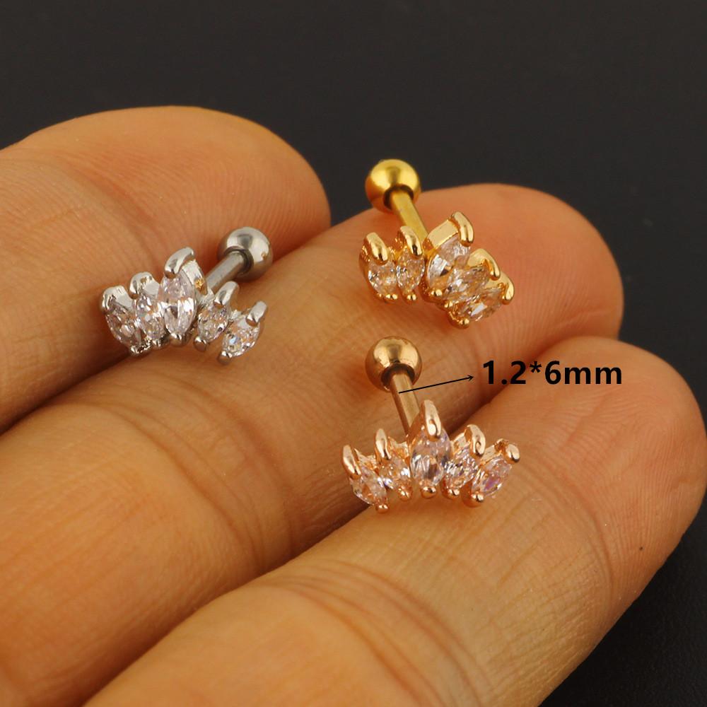 Stainless Steel Hoop Piercing Earring For Women Zircon CZ Cartilage Piercing Helix Daith Conch Tragus Rook Lobe Ear Ring Jewelry