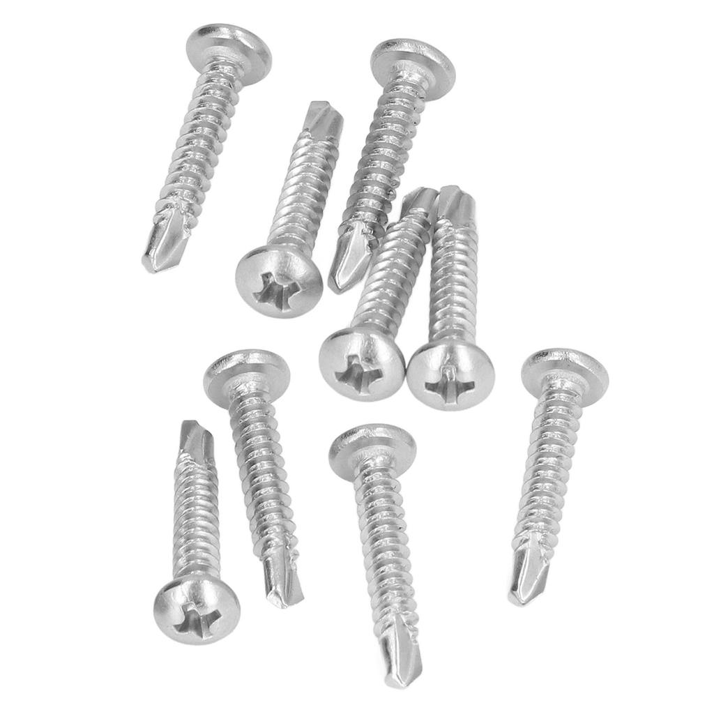 100Pcs Self Drilling Screw Stainless Steel Cross Round Head M4.2x25 Fastener Set Kit