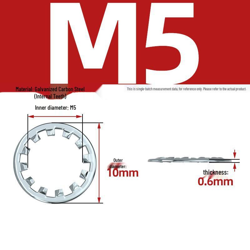 Carbon Steel Zinc-Plated Lock Washer with Inner and Outer Teeth
