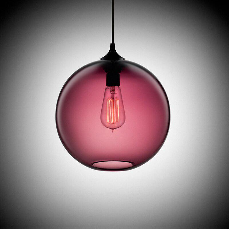 Lampade a sospensione a sfera in vetro a 6 colori industriali vintage Loft diametro 30 cm Apparecchi da cucina Ristorante