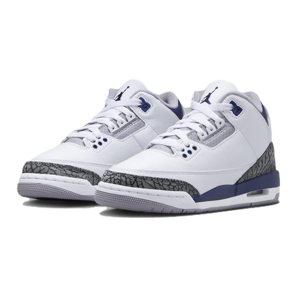 Air Jordan 3 Retro GS Midnight Navy Kids Sneakers White Cement-Grey Black DM0967-140