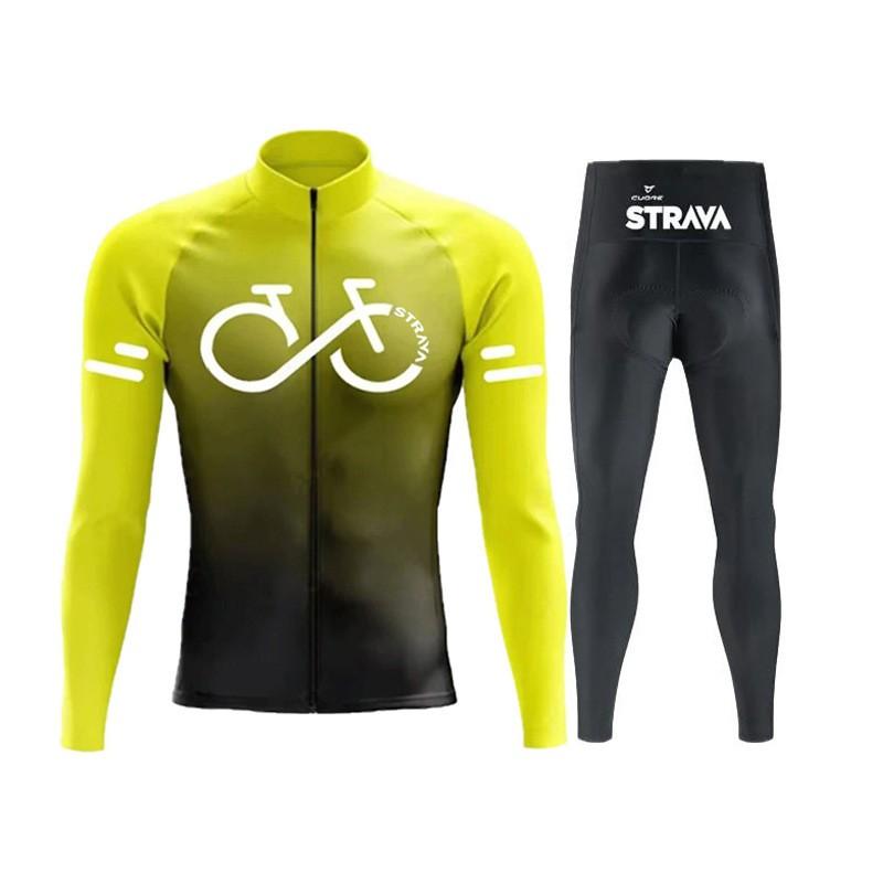 Unisex Cycling Jersey Set Long Sleeve Quick Dry Mountain Road Bike Apparel Sportswear