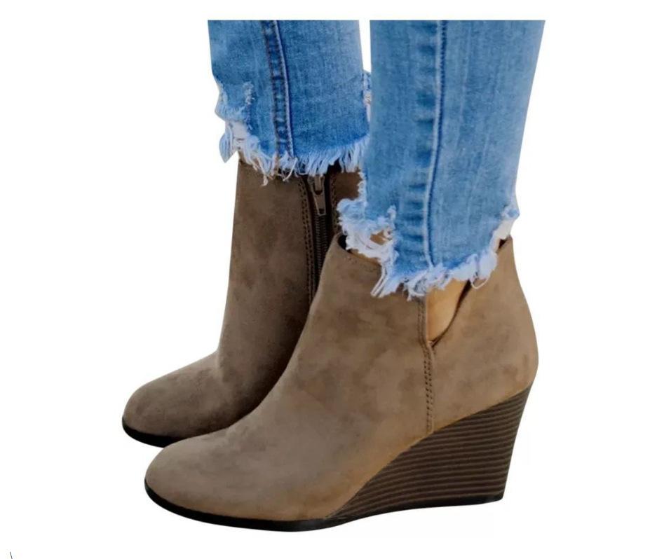 

Новая европейская и американская мода женские замшевые ботильоны на танкетке для осени/зимы 43 серый