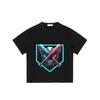 Black T Shirt with Crossed Baseball Bats and Ball Dripping Neon Colors Design for Casual Wear