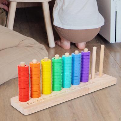 Color Sorting Stacking Toys Educational Rainbow Rings Game Learning Puzzles for Boys Girls 1 2 3