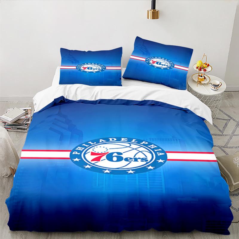 76ers Basketball Team Bedding Set 3pcs, High Quality Bedding Set Including 1pc Duvet Cover And 2pcs Pillowcases for Bedroom, Dormitory Gift