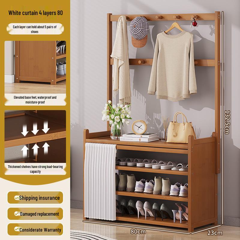 Multi-layer Dustproof Bamboo Shoe Rack for Entryway
