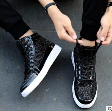 New Man High Top Sneakers Glitter Men Ankle Boots Fashion Non-slip Casual Shoes Hip Hop Men Boots