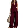 Fashionable And Sexy Women's Spring And Summer Retro Elastic Waist Strap Linen Suit Women's Fashion Color Casual Two-piece Set